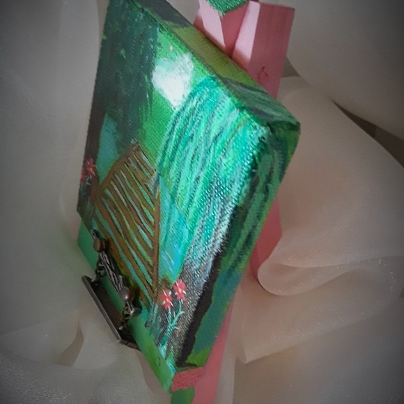 Fairy Crossing - mini canvas art original 3" x 3" - Picture 4 of 4